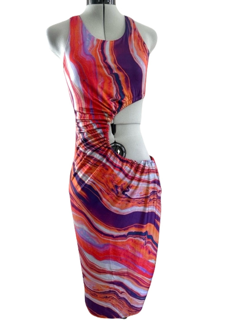NWT Cut Out Ruched Midi Dress Swim Cover Up SMALL